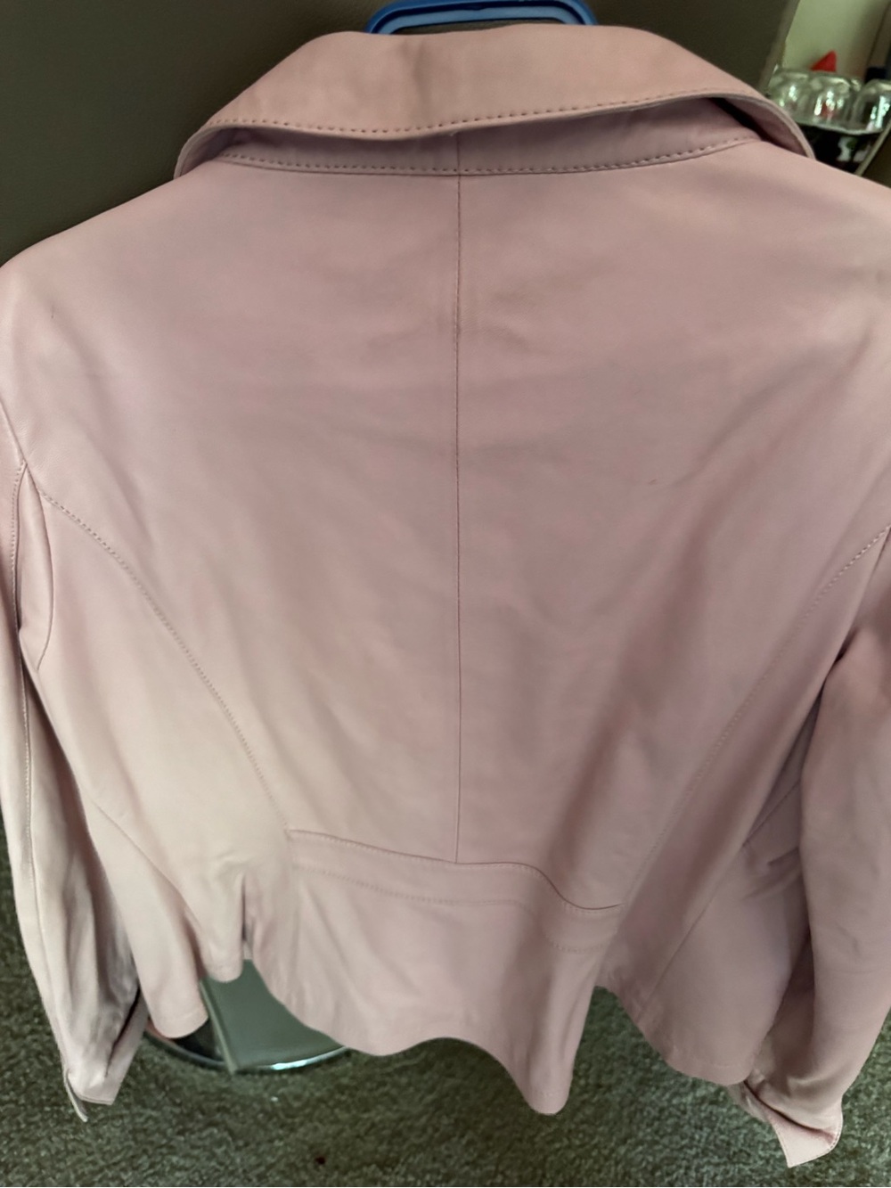 Women's Blush Pink Leather Jacket - Sleek Tailored Style